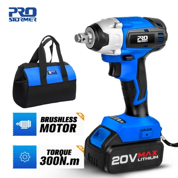 

20V Cordless Impact Wrench Socket Wrench Burshless 260NM Max Torque With Drill Adapter 4000mAh Battery Wrench By PROSTOEMER