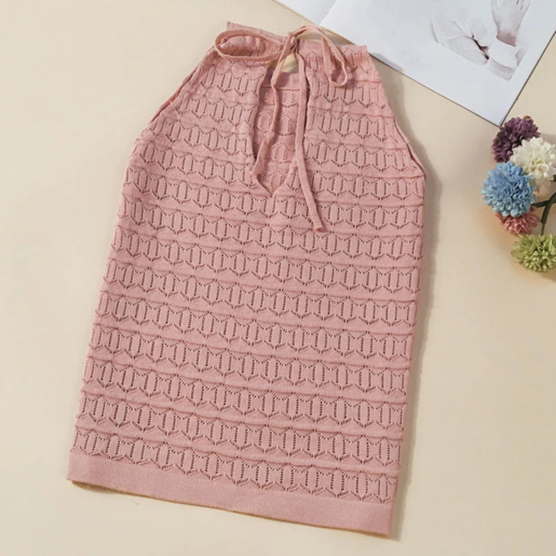 pink Сексуальный короткий приталенный Трикотажный жилет на завязках для похудения, женское платье без рукавов, летнее платье - Цвет: pink