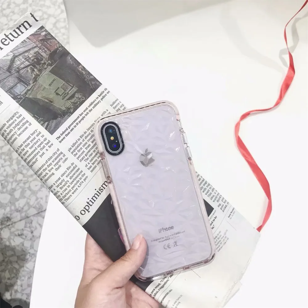3D силиконовый чехол с алмазной текстурой для iPhone X XS Max прозрачный мягкий ТПУ