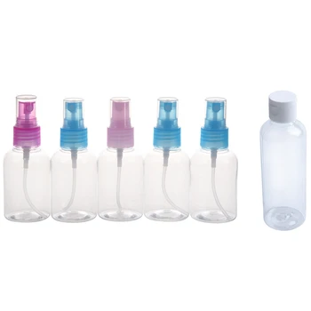 

5Pcs Beauty Plastic Perfume Atomizer Empty Spray Bottle 50Ml & 4 x100Ml Plastic Clear Flip Bottles Travel