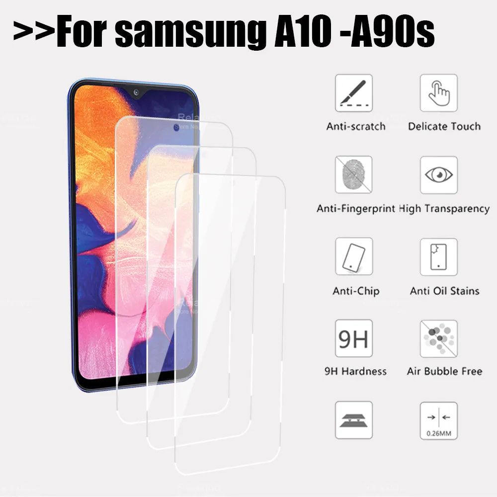Защитное стекло закаленное для samsung galaxy a10/a50s/a30s/a20e/a51/a70/a80/a51/a71/a10s 3 шт. | Мобильные