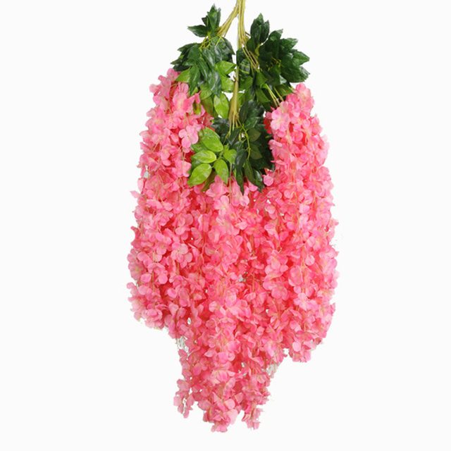 Pcs/Lot 110 CM Wisteria Artificial Flower Silk Vine Garland Hanging for Wedding Party Garden Outdoor Greenery Office Wall