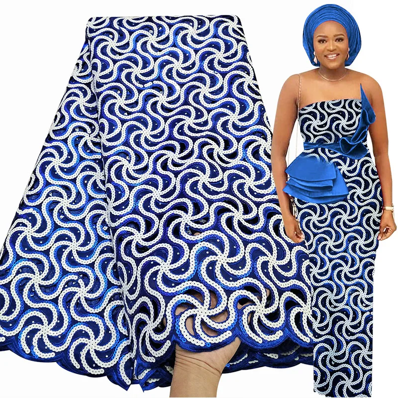 Bestway Quality Sequin African Lace Fabric 5 Yards Swiss Handcut Lace Material 2021 Nigerian Wedding Party Asoebi Luxury Fabrics