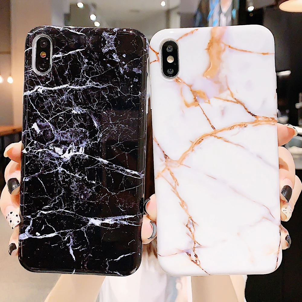 

Crack Marble Phone Case for iPhone XR XS Max Case Glossy Soft Silicone Stone Pattern Cover Case for iPhone 7 6 8 6s Plus Conque