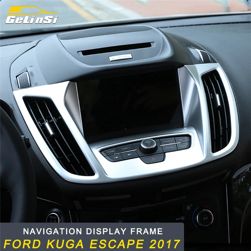 

GELINSI Navigation Display Frame Cover Trim Frame Sticker Interior Accessories for Ford KUGA Escape 2017 2018