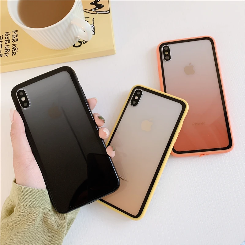 

LACK Gradient transparent soft phone case For iPhone X XS XR XS Max 8 7 6 6S Plus Clear protection Back Cover