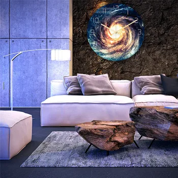 

Cosmic Starry Sky Clock Wall Hanging Decorations Living Room Acrylic Silent Movement Horloges Clocks Time Space Earth Bedroom