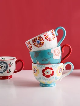 

Creative Cute Large Breakfast Ceramic Porcelain Mug Nordic Style Reusable Personalized Mug Hand Painted Unique Mugs 2020 II50MKB