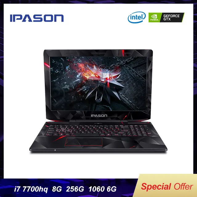 IPASON15.6 inch IPS Gaming Laptop intel i7 7700/7820HQ GTX1060 6G RGB 8GB 16GB RAM DDR4 256GB 512GB SSD Gaming Notebook Computer 1