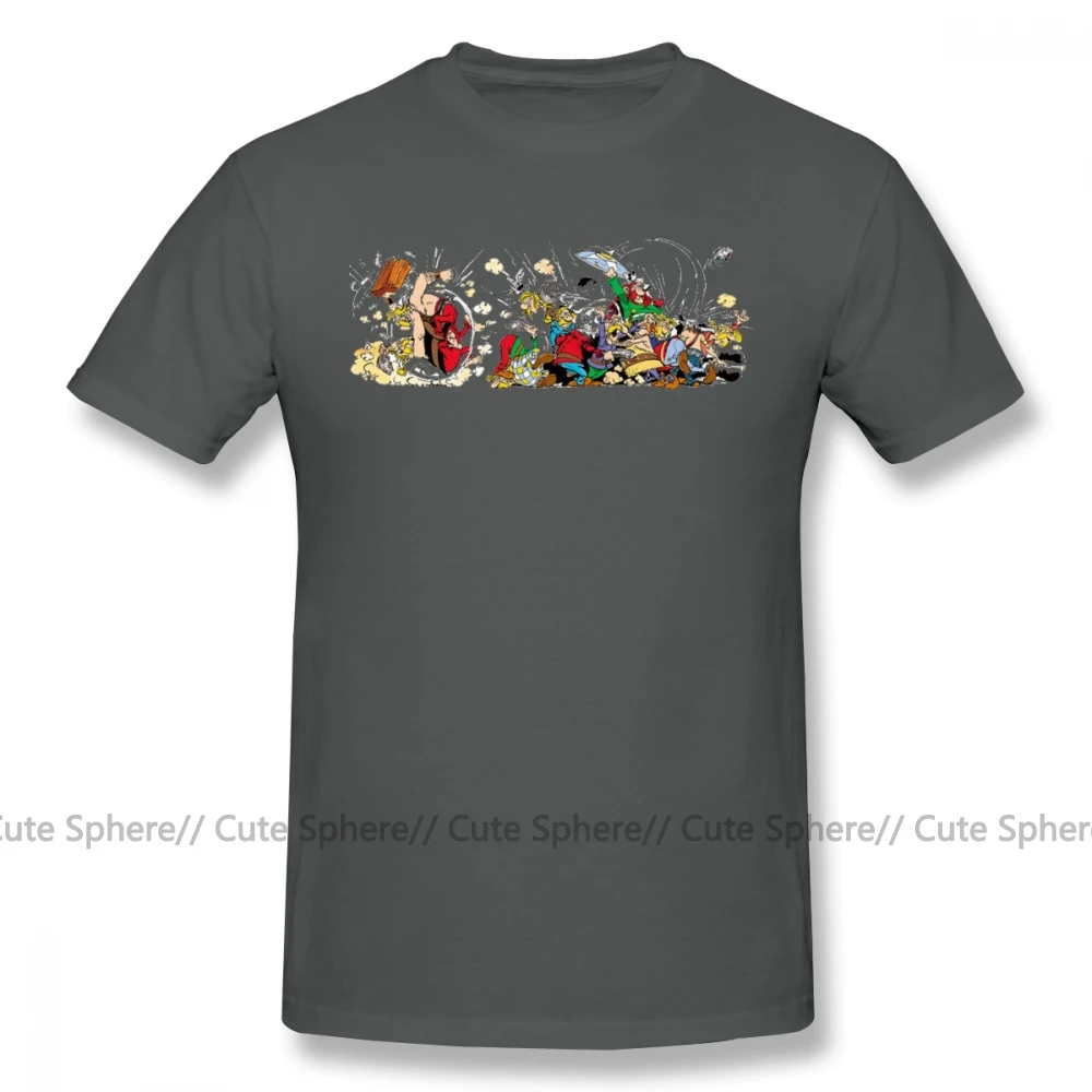 Астерикс футболка Астерикс футболки Обеликс Графический FunnyTee рубашка потрясающий короткий рукав хлопок мужская мода футболка размера плюс 4XL - Цвет: Dark Grey