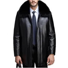 Куртка из натуральной кожи, шуба из натурального меха норки, зимняя куртка для мужчин, Воротник из меха лисы и кролика, пальто из овчины, ветровка 6068-Z MY1724