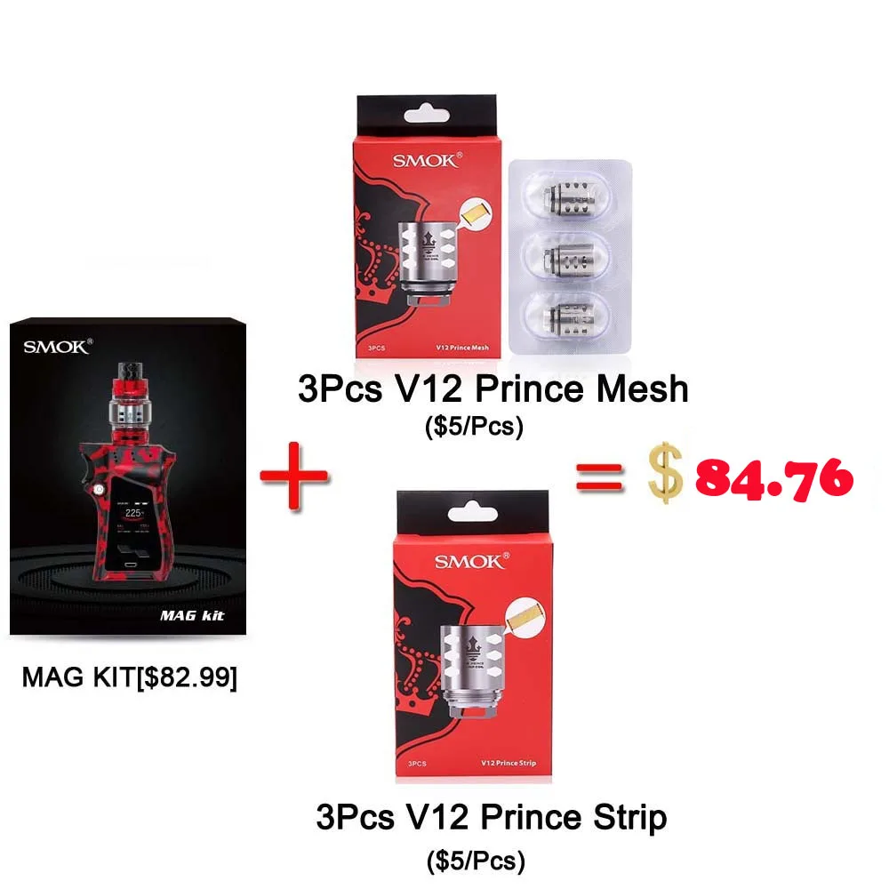 Аутентичный вейп SMOK MAG Комплект с 225 Вт коробкой мод и 8 мл TFV12 Prince Tank электронная