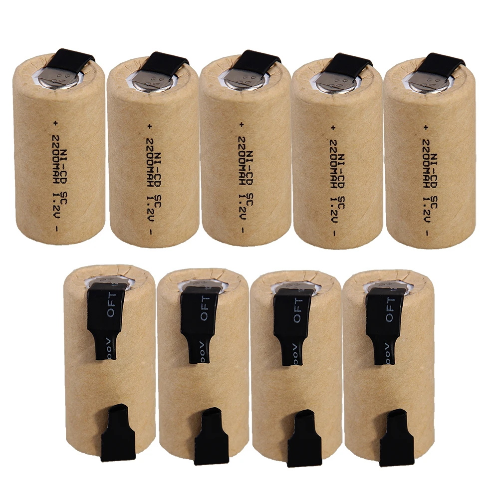 9 штук SC батареи 2200 mah 1,2 v subc nicd батарея случайный цвет