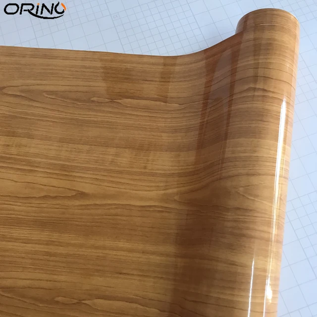  HHF-1 Adhesivo de vinilo texturizado de grano de madera de alto  brillo, acabado sintético, rollo de lámina para muebles de oficina en casa,  bricolaje, liberación de aire, calcomanías de automóvil 