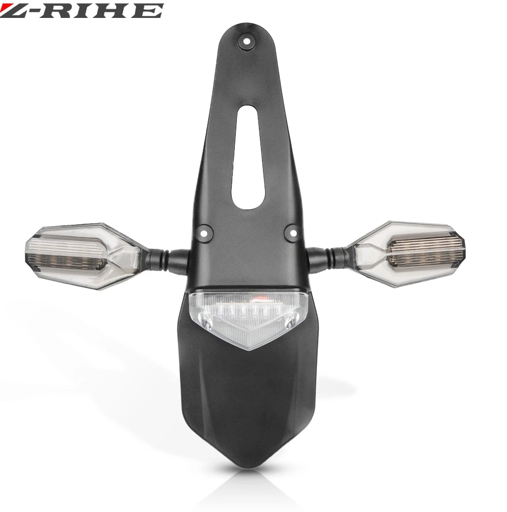 Стоп-сигнал мотоцикла, задний фонарь, крыло, светодиодный задний фонарь для Бета 400/450/525 RR BMW G450 для Honda XR400 CRF250 CRM250R - Цвет: 058Black  021Silver