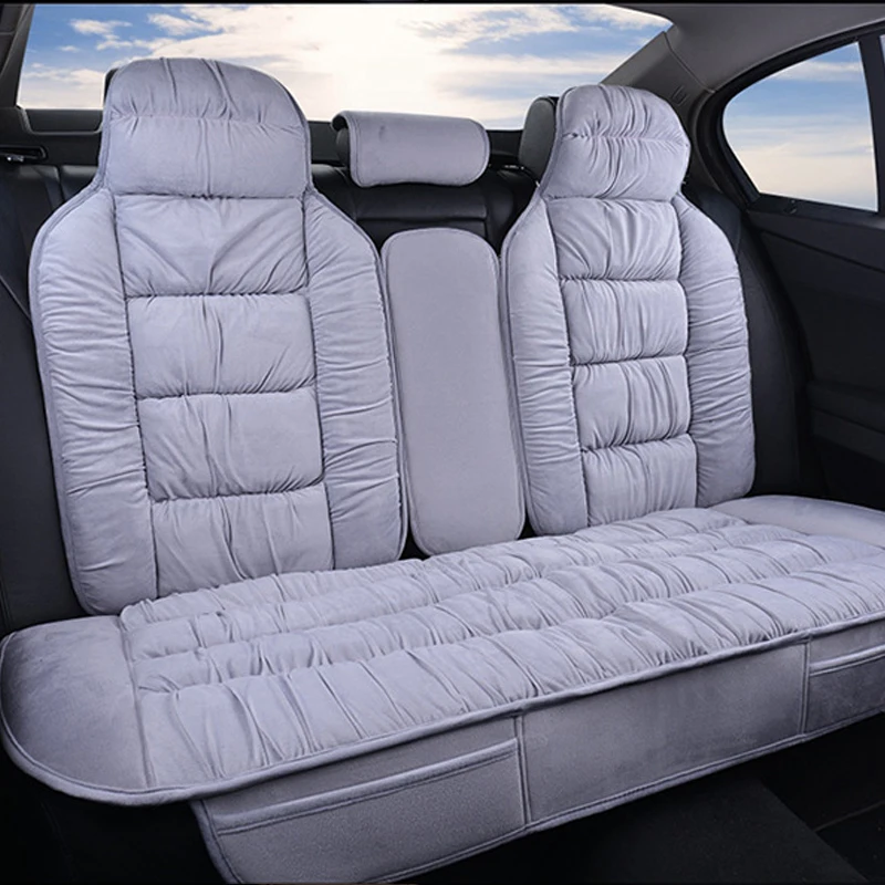 Теплый чехол для автомобильного сиденья, универсальная зимняя плюшевая подушка из искусственного меха, материал для автомобиля, переднее и заднее сиденье, защита спинки, коврик - Название цвета: 1 pc gray rear