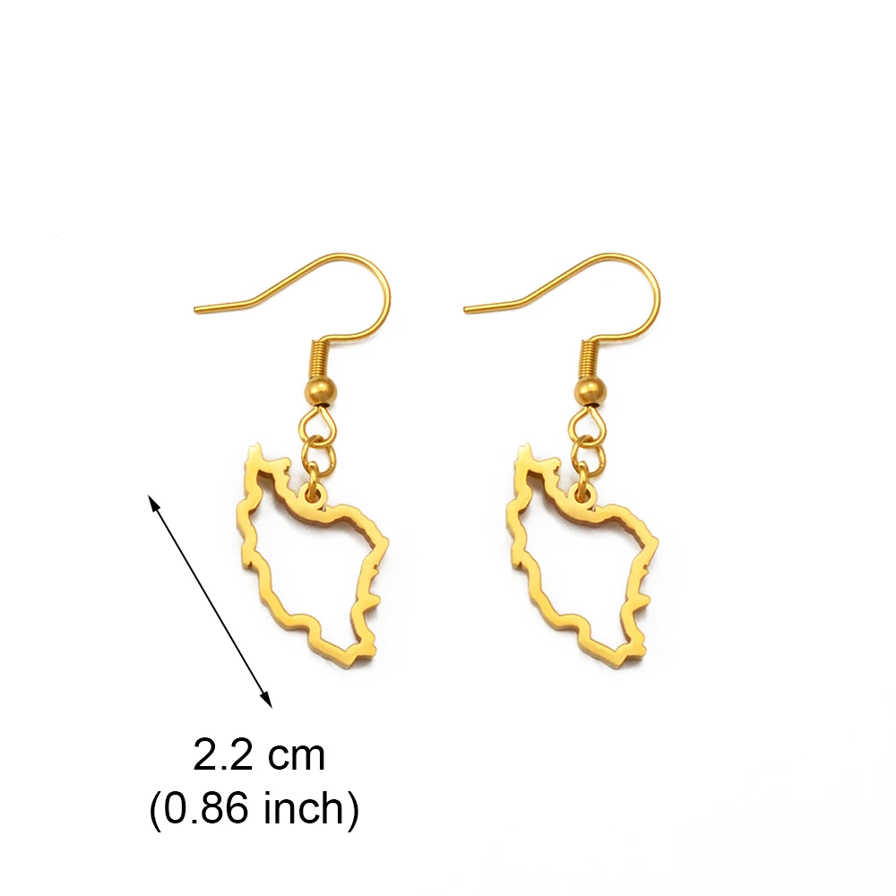 Anniyo Iran Map Earrings for Women Girls Jewelry Stainless Steel Iranian Outline Earring #246321 3