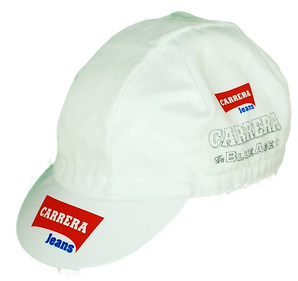 Retro Carrera Cycling Caps White Bike Hat One Size Fits Most
