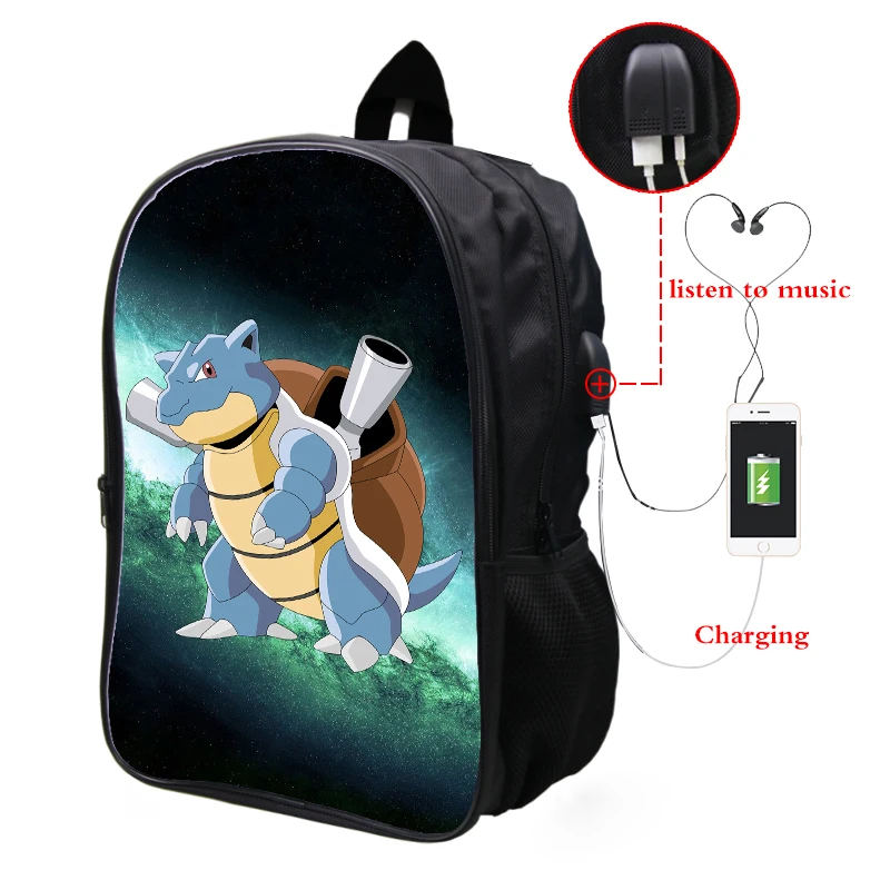 6 Pokemon Blastoise Galaxy Космический рюкзак Многофункциональный USB зарядка Разъем для наушников ноутбук рюкзак для подростков мужчин и женщин школьные сумки - Цвет: 6