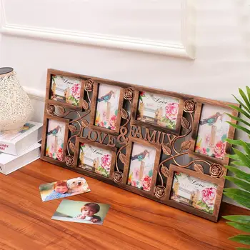 

Retro Family Creative Photo Frame Picture Wall Photos Display Holder Rose Design Home Table Display Decoration