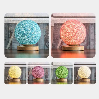 

Creative Hand-woven Rattan Desk Light Lamp Durable Energy-saving Decoration Lamp Bedroom Bedside Living Room Home Night Light