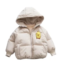 Утепленное пуховое пальто с хлопковой подкладкой для маленьких детей; детская одежда для девочек; пуховые куртки с героями мультфильмов на молнии; теплые зимние пальто с капюшоном для малышей