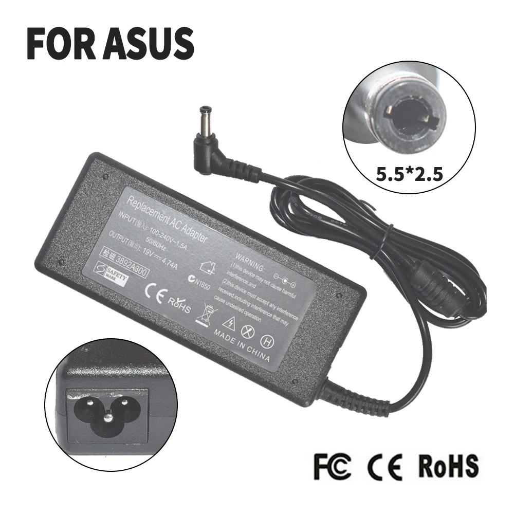 19 в 5 A 2 * мм для Asus A46C M50 X43B A8J K52 U1 U3 S5 ADP 90SB W3 W7 Z3 PRO5AV K61IC зарядное устройство