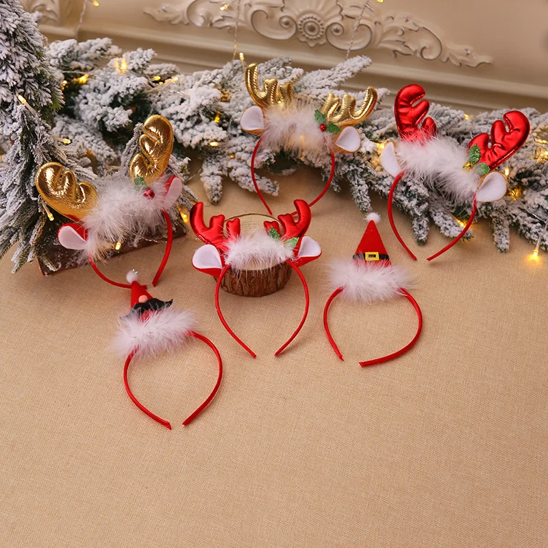 1 шт. рождественские украшения пушистые рожки с бубенцами повязки на голову украшения Детские праздничные платья
