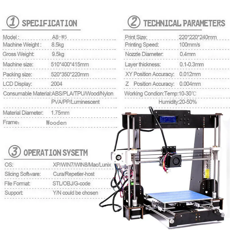 2020 CTC A8 3d принтер Prusa i3 DIY улучшенное качество высокая точность печати|3D принтеры| |