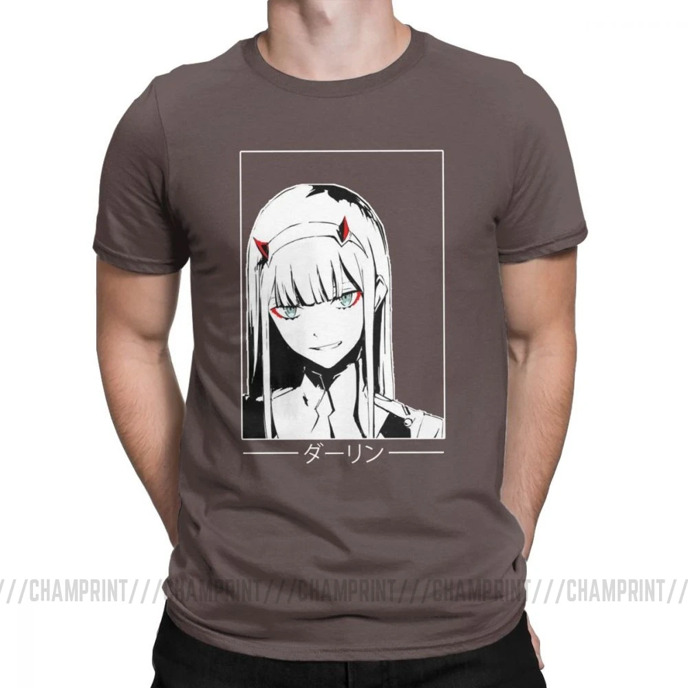 Крутая футболка Zero Two Darling In The Franxx Movie, футболка для мужчин, хлопок, футболки смешного размера плюс, топы, Новое поступление одежда - Цвет: Коричневый