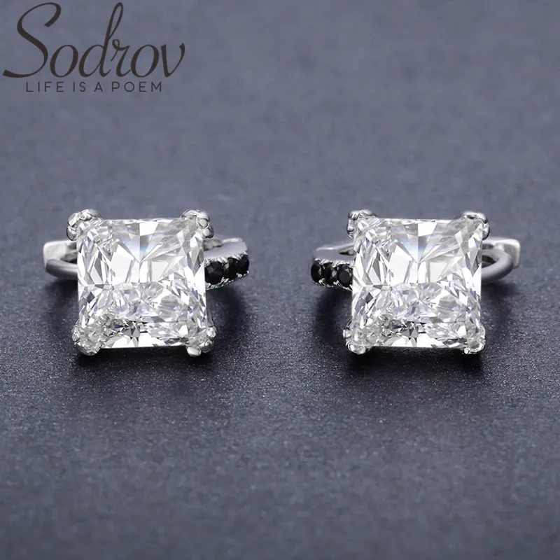 SODROV, винтажные, 5,12 г, 925 пробы, серебряные, квадратные серьги-кольца для женщин, хорошее ювелирное изделие, Букле д 'Орель, бижутерия T200
