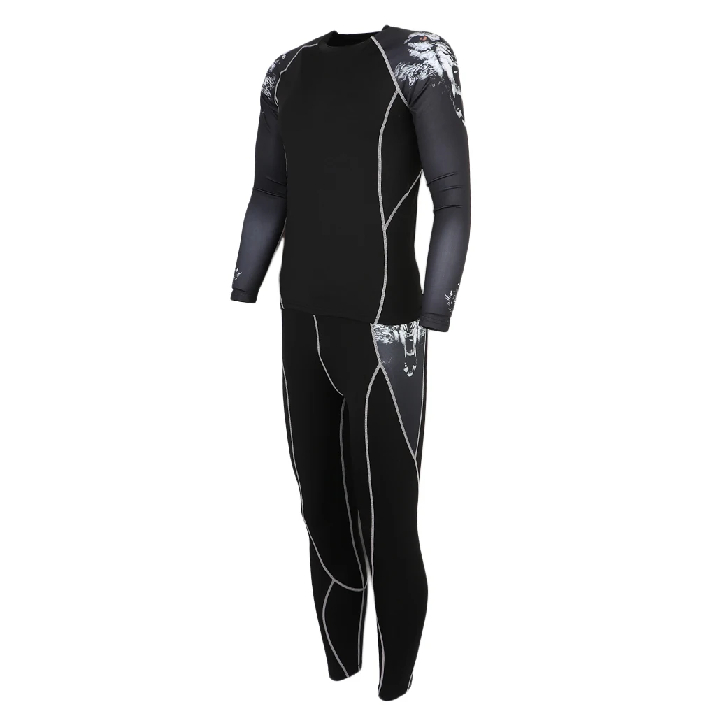 Compression T-shirt Pants Workout Fitness Tights Leggings Rash Guard for Men Basketball Bodybuilding Hiking Running