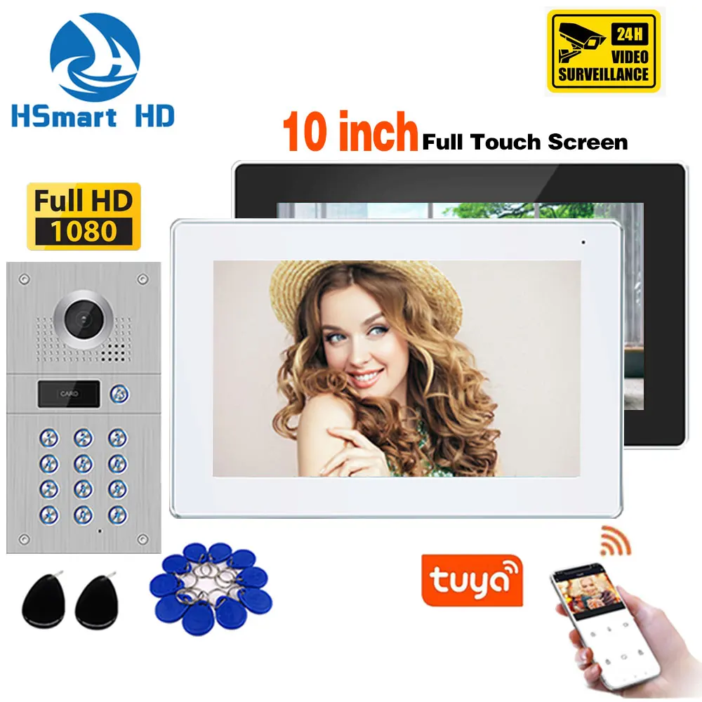 Смарт-видеодомофон Tuya 10 дюймов Wi-Fi 2 сенсорных экрана 1080P | Безопасность и защита