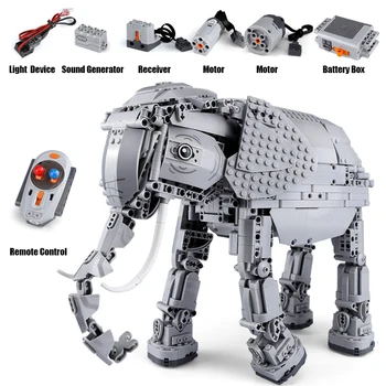 

7107 technology mechanical remote control electric sound model elephant assembled building block animal for kids