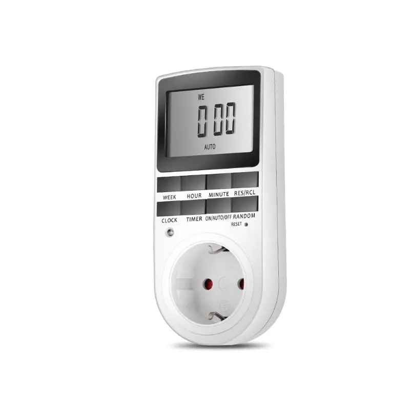 Electronic Digital Timer Switch Socket EU 230V 50Hz Plug In 10 Settings 7 Days 12/24 Hour Programmable Timming Electrical Outlet