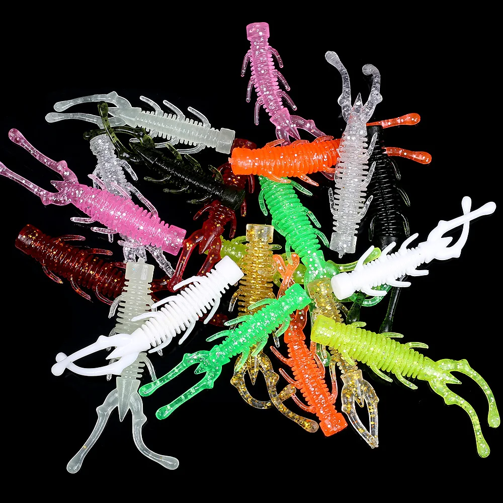 QXO 10pcs/lot Fishing Lure Soft Lure Silicone Bait TPE Sea Fishing Worm Spinnerbait Surface Lure Shrimp Lure  Accessories