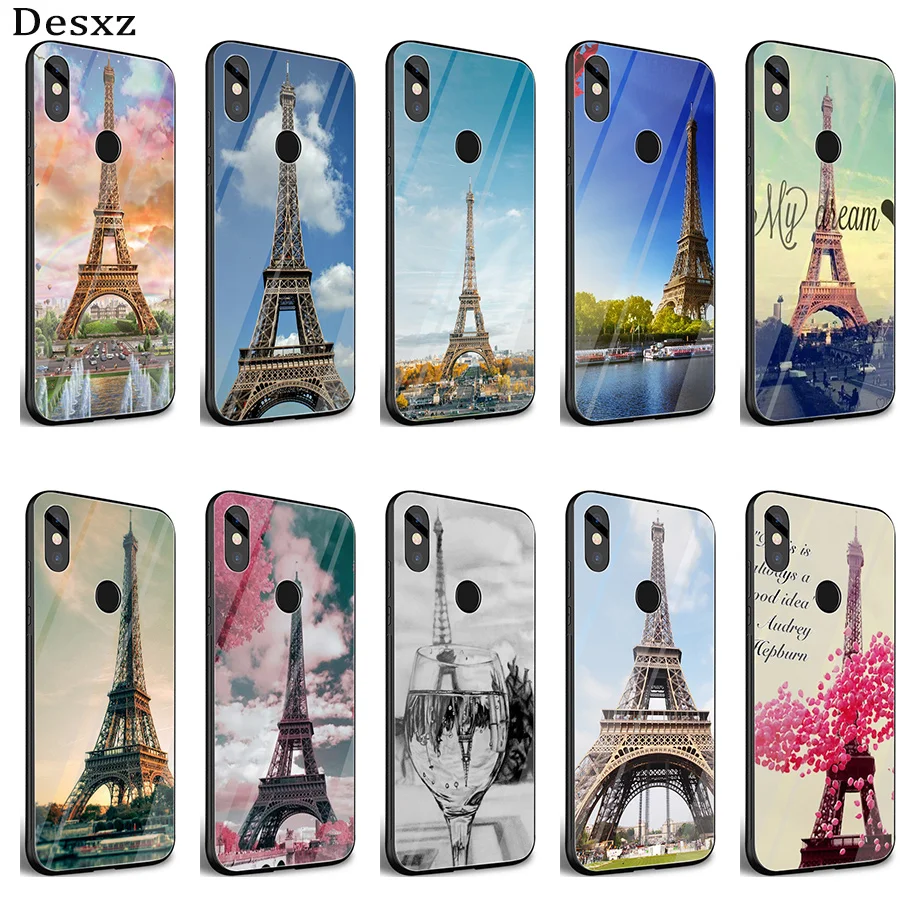 Desxz Love Paris Eiffel tower France Glass Case For Xiaomi Mi 8 Lite 9 A1 A2 Redmi Note 5 6 7 Pro 6A 4X Pocophone F1 Cover | Мобильные