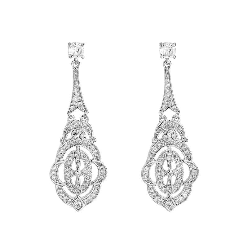 Retro Hollow Earrings Europe And The United States Fashion Ladies Earrings With Zirconia S925 Sterling Silver Earrings Jewelry