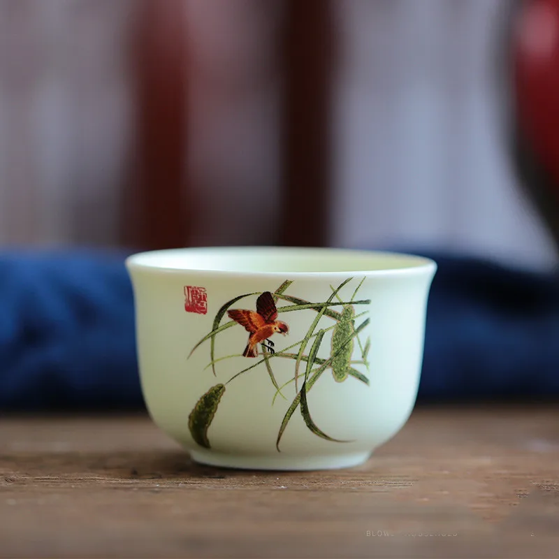 50 мл керамический кунг-фу чашка ручная роспись творческая чайная чашка, кофейная кружки винного цвета посуда для напитков
