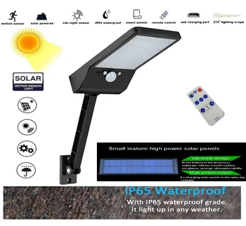 

LED Solar garden Lamps outdoor 3 Modes IR Motion Sensor Sense Light remote controller pole street wall light