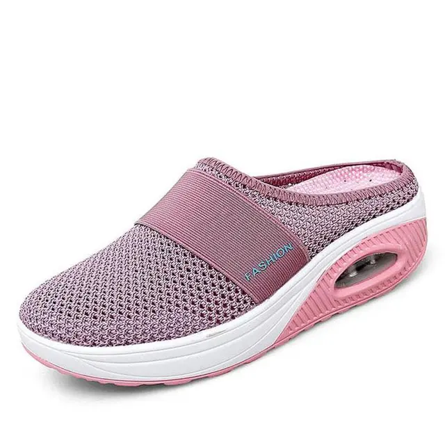 Women Sandals Fashion Wedges Platform Shoes Female Slides Women's Slippers Breathable Mesh Lightweight Ladies Footwear Pink