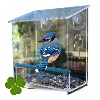

Window Bird Feeder Multi-function Sturdy Bird Hanging Perch with Detachable Trays