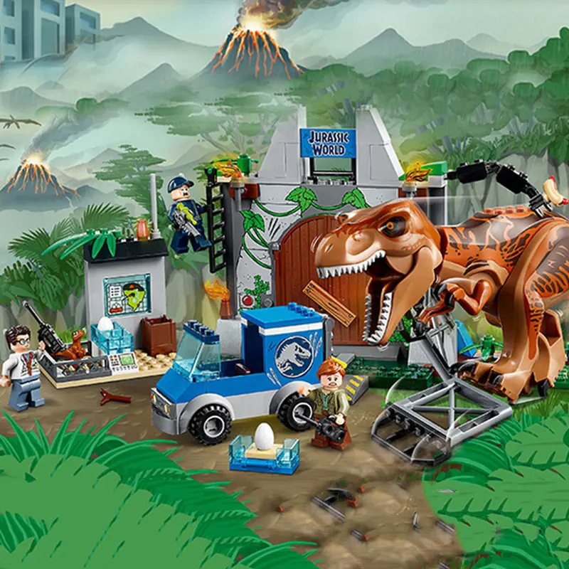 

Juniors Jurassic World 2 Tyrannosaurus Rex Breakout Compatible With Legoinglys Jurassic Park Dinosaur Building Block Bricks Toys