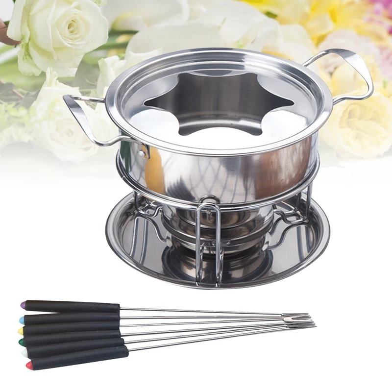 10-Piece Set Multifunctional Stainless Steel Ice Cream Chocolate Cheese Hot Pot Melting Pot Fondue Set Kitchen Accessories 10-Piece Set Multifunctional Stainless Steel Ice Cream Chocolate Cheese Hot Pot Melting Pot Fondue Set Kitchen Accessories