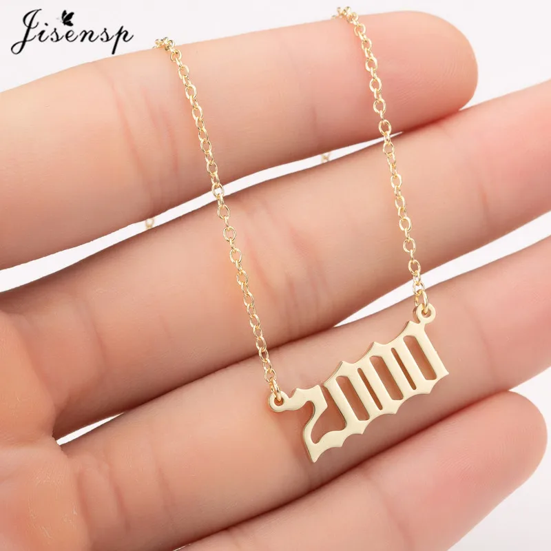 Jisensp Women Personalize Necklace Special Date Year Number Necklaces Pendants 1994 1999 from 1980 to 2004 Trendy Jewelry Gift