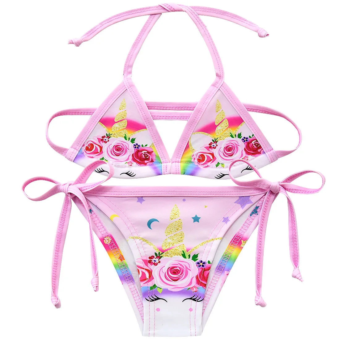 New Unicorn Girls Swimsuit Two Piece 3-12 Years Children's Swimwear Unicorn Bikini Set For Girl Swimming Beachwear G48-8073