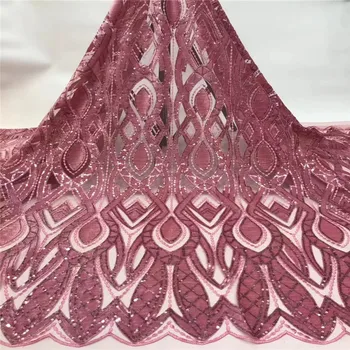 

Madison Onion Color High Quality Velvet Lace Fabrics with Sequins Lace Fabric French Tulle Mesh Lace for Wedding Party Dress