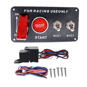 

Car Switch 12V Ignition Engine Panel Racing Car Start Push Button 3-Toggle Switch Panel 12V for Racing car