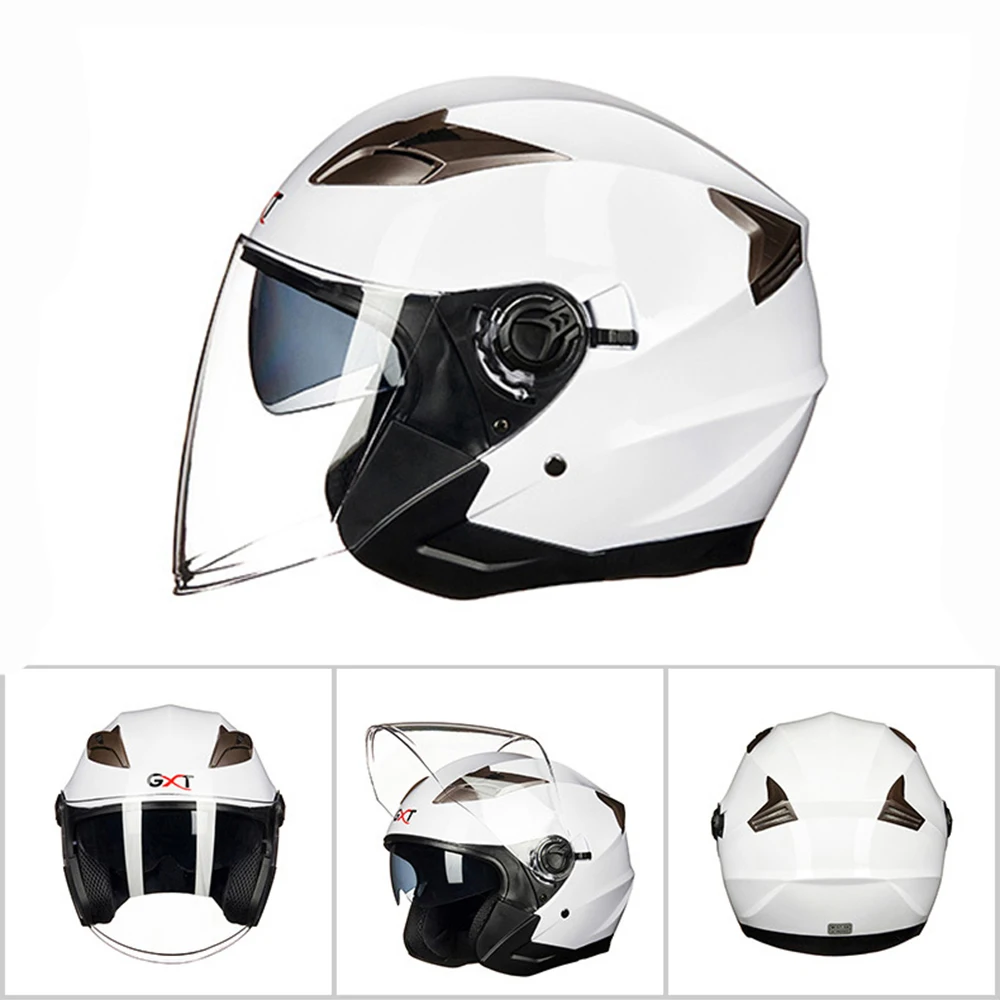NENKI мотоциклетный шлем Мото шлем половина лица мотоциклетный шлем электрический защитный двойной объектив Мото шлем для женщин/мужчин - Цвет: GXT G708 White