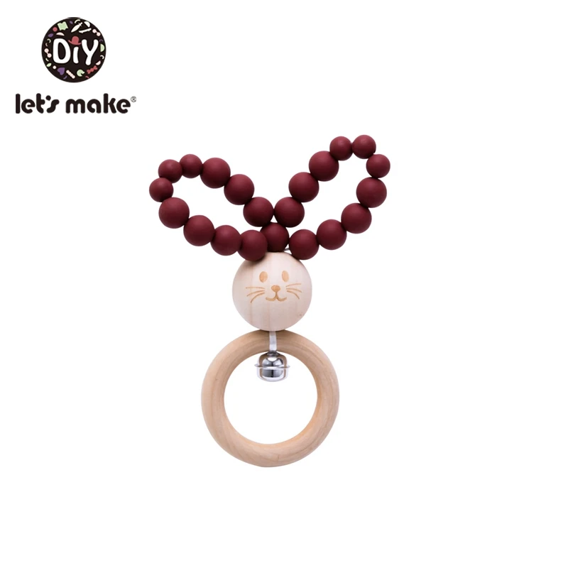 Red brown Let'S Make деревянные детские игрушки, погремушки для младенцев, кровать Колокольчик для детской кровати Bpa бесплатно деревянные Прорезыватели 0-12 месяцев Новорожденные Детские коляски игрушки - Цвет: Red brown